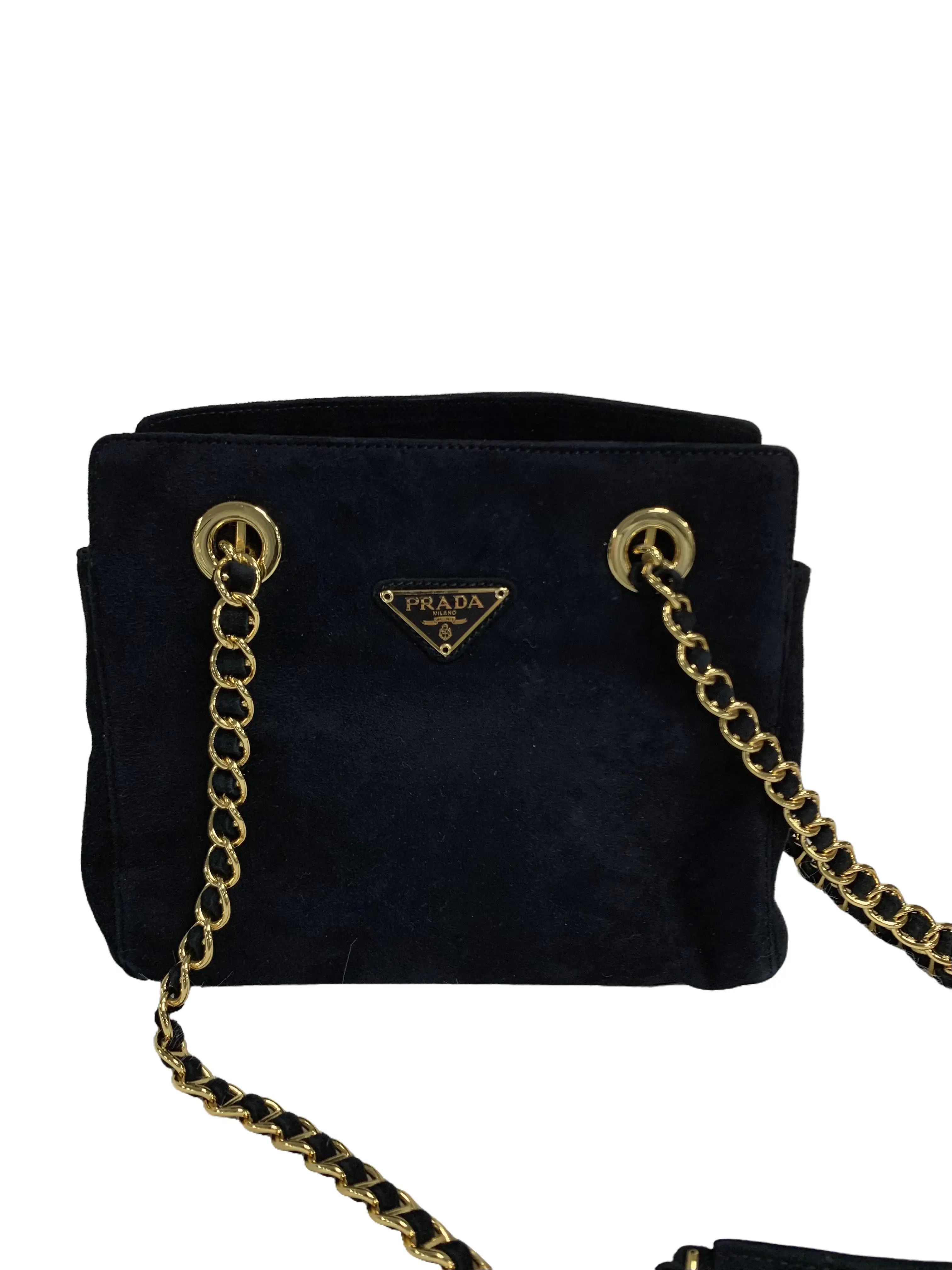 Pre-owned PRADA black chain bag genuine vintage crossbody women's bag/F3WJ01310114
