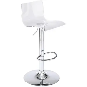 Brage Living Acrylic Bar Stool with Mid Back, Transparent Adjustable Swivel Airlift Barstool, Counter Height Bar Chair for Kitchen Dining Pub Cafe, 1 pc (Clear)
