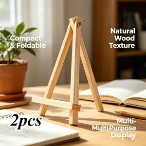 2-Pack Mini Wooden Desktop Easel, Foldable Triangle Stand, Art Frame Display Rack, Ideal for Oil Paints and Photos, Compact and Portable Design