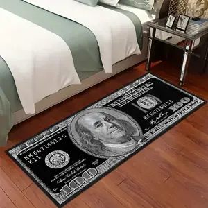 Vintage Luxury Creative Dollar Print Decorative Area Rug, Foldable Plush Carpet for Living Room Bedroom Hallway Kitchen, Easy Care Mat