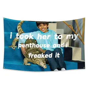 1pc, The Actor Karan Brar Flag Banner, I Took Her to My Penthouse and I Freaked It, 2*3ft(60*90cm) /3*5ft (90*150cm), 4 Grommets, Single-Sided Printing, for Indoor, Outdoor, Home, Room, Man Cave, Bedroom, Bar, Yard, Garden, Activities, Wall Tapestry