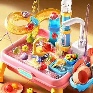 Ploomi 2026 Upgraded Water Table for Toddlers 3+, Water Table for Kids Ages 4-8 with Pump, Play Sink with Running Water, Kitchen Sink for Toddlers, Fishing Game and Outside Sensory Toys