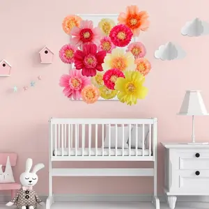 12Pcs Large Colorfulful Tissue Flower 50.80cm Handmade Giant Carnival Paper Flower Suitable for Mexican Party Wedding Birthday Background Baby Shower Kindergarten Craft Outdoor Wall Decoration (Fresh Colorful) Ornaments