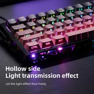 61-Key Hollow Contour Wired Mechanical Gaming Keyboard with RGB Backlight