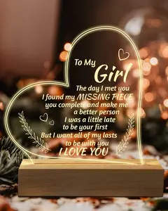Romantic Gifts for Girlfriend, to My Girlfriend Engraved Night Light, I Love You Gifts for Her, Cute Girlfriends Anniversary Birthday Gifts for Her from Boyfriends