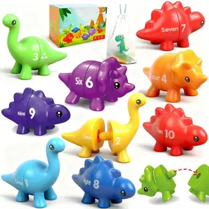 Dinosaur Themed Educational Toy Set, Includes 10 Pairs of Stretchable Insert Toys, Number Matching Toy, Enhances Hand-Eye Coordination, Counting and Sorting Game, Educational Travel Outdoor Sensory Toy for Preschool Learning Activities.