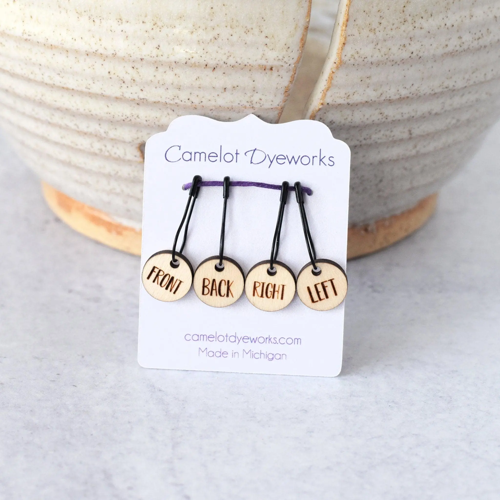 Set of 4 Laser Engraved Removable Stitch Markers - Front Back Left Right