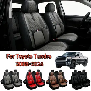 For Toyota Tundra 2008-2019 2020 2021 2022 2023 2024 Pickup Trucks Car Seat Covers Full Set, [Thicken Upgraded] Premium NAPA Leather Front Rear 5 Seat Cushion Pad Non-slip Protector Mat Waterproof, Full Surround Design with Storage Bag, Split Rear Benches