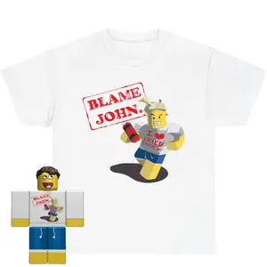 Shedletsky Blame John Shirt Roblox shirt for men Comfortable Casual Cotton Formal Everyday Clothes Collar Oversized Sweatshirt Style Piece Printed