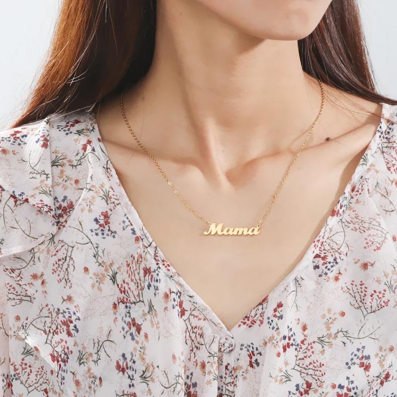 COOLTIME Mama Letters Pendant Necklace for Mom Stainless Steel Charm Clavicle Chain Choker Mother'S Day Jewelry Birthday Gift cooltime