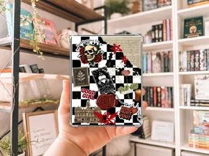 Dark Romance Era Skull Sparkly Kindle Insert for Clear Case, Glitter Overlay Kindle Paper Insert, Bookish Kindle Accessory