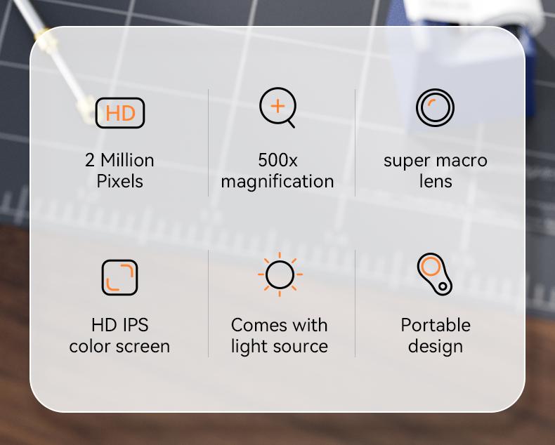 Portable Handheld Digital Microscope 400X Magnification 2MP HD Camera with Built-in Screen, USB Rechargeable Pocket Microscope for Electronic Repair, Soldering, Jewelry Inspection