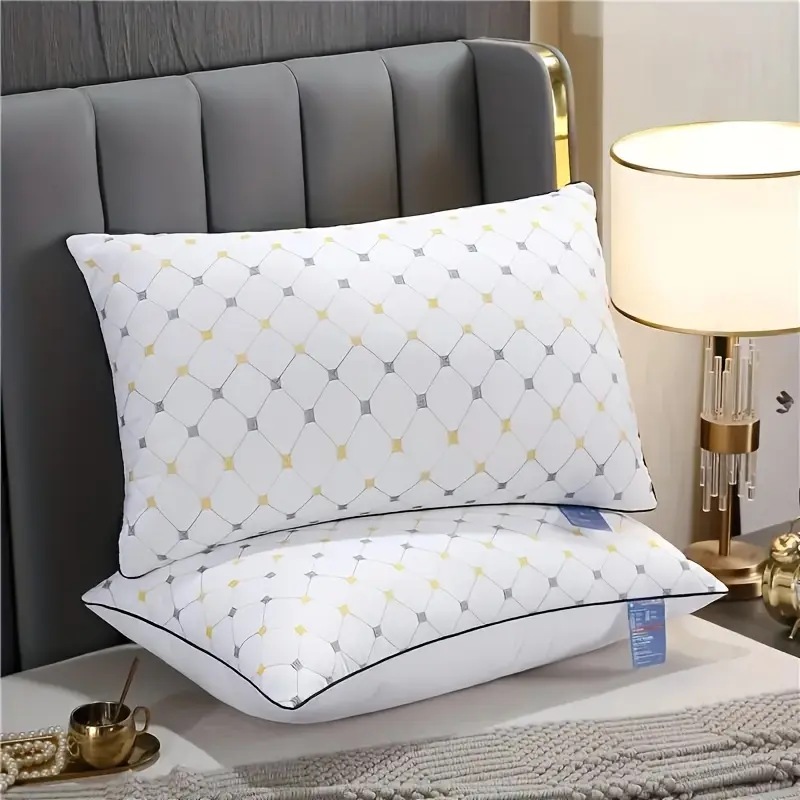 2pcs Velvet Throw Pillow Cover Set with Slow Rebound Fluffy Inserts, 28x17in Machine-Washable Moisture-Wicking Microfibre Fabric, White All-Season Bedding Neck Support for Side Sleepers, Bedroom Decor