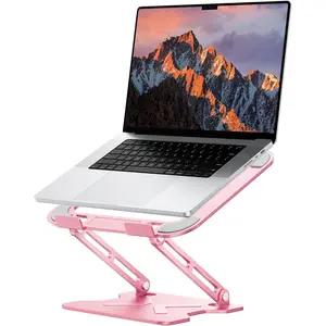 Z-CPS8   Adjustable Laptop Stand for Desk, Metal Foldable Laptop Riser, Portable Laptop Holder Mount, Ventilated Cooling Computer Notebook Stand for MacBook Air Pro, All 10-16'' Notebooks Laptops, Pink