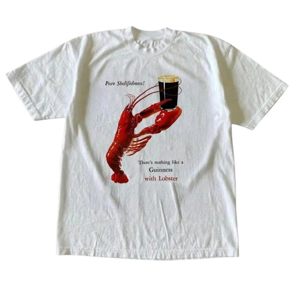 The Lobster Guinness Graphic T-Shirt, Pure Shellfishness Funny Seafood Tee, Beer Lover Foodie Shirt, Coastal Humor Gift