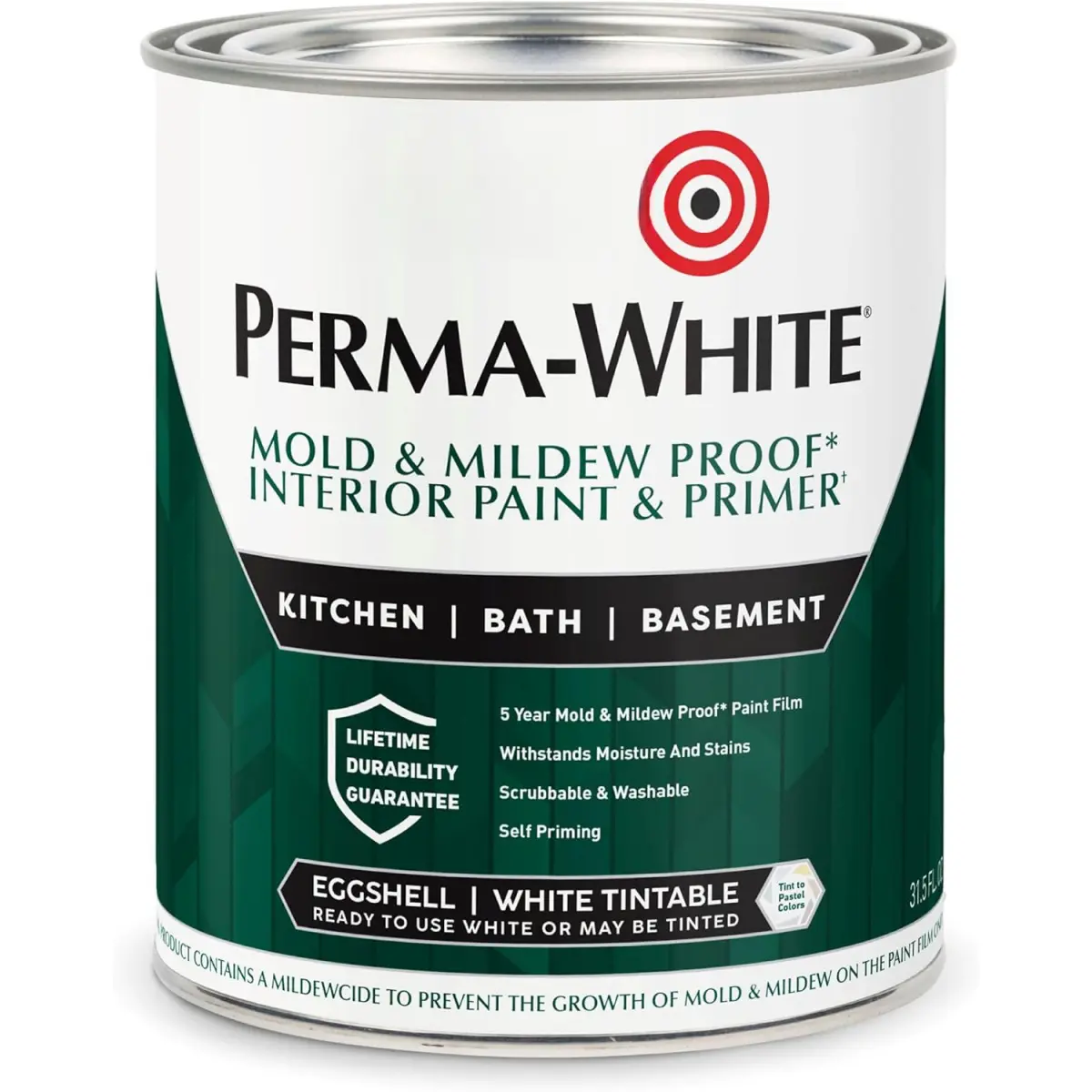 02774 PERMA-WHITE Mold & Mildew Proof Interior Paint, Quart, Eggshell White