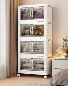 Broview V8 135Qt/180Qt/225Qt Stackable Storage Bins with Lid, Each 45 Qt Stackable Storage Bin with Lid,Plastic Closet Organizers and Storages Drawer, Collapsible Storage Box with Wheels, Folding Storage Cabinet for Closet Clothes Organization