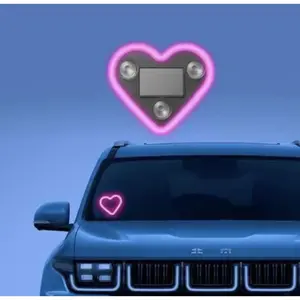 Solar-Powered Wireless LED Neon Light Triangular Heart Shape C-Pillar Design for Car Interior Decoration Eco-Friendly Modern Stylish