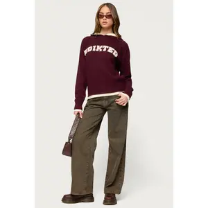 Edikted Varsity Contrast Layered Knit Hoodie