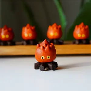 Wooden Calcifer Flame Figurine  Handmade Solid Wood Ornament  Cozy Christmas Decor Gift