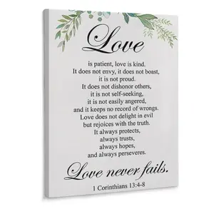 Christian Canvas Wall Art Love Is Patient Love Is Kind 1 Corinthians 134-8 Canvas Print Positive Scripture Canvas Decor Poster