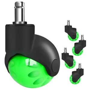 2" Ball Caster Wheels,  360  Rotation Universal Ball Casters with Nylon Cover for Office Furniture Chairs Replacement Casters Smooth Rolling 7/16" x 7/8", Set of 5, Green