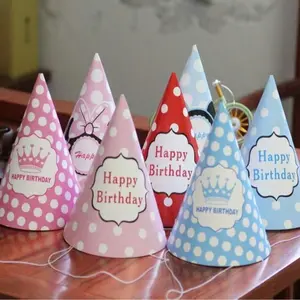 5 Pack Birthday Party Colorful Hats, Party Supplies, Paper Triangle Lightweight Caps with Happy Birthday Banner, Random Styles and Colors, Perfect for Festivals and Birthdays