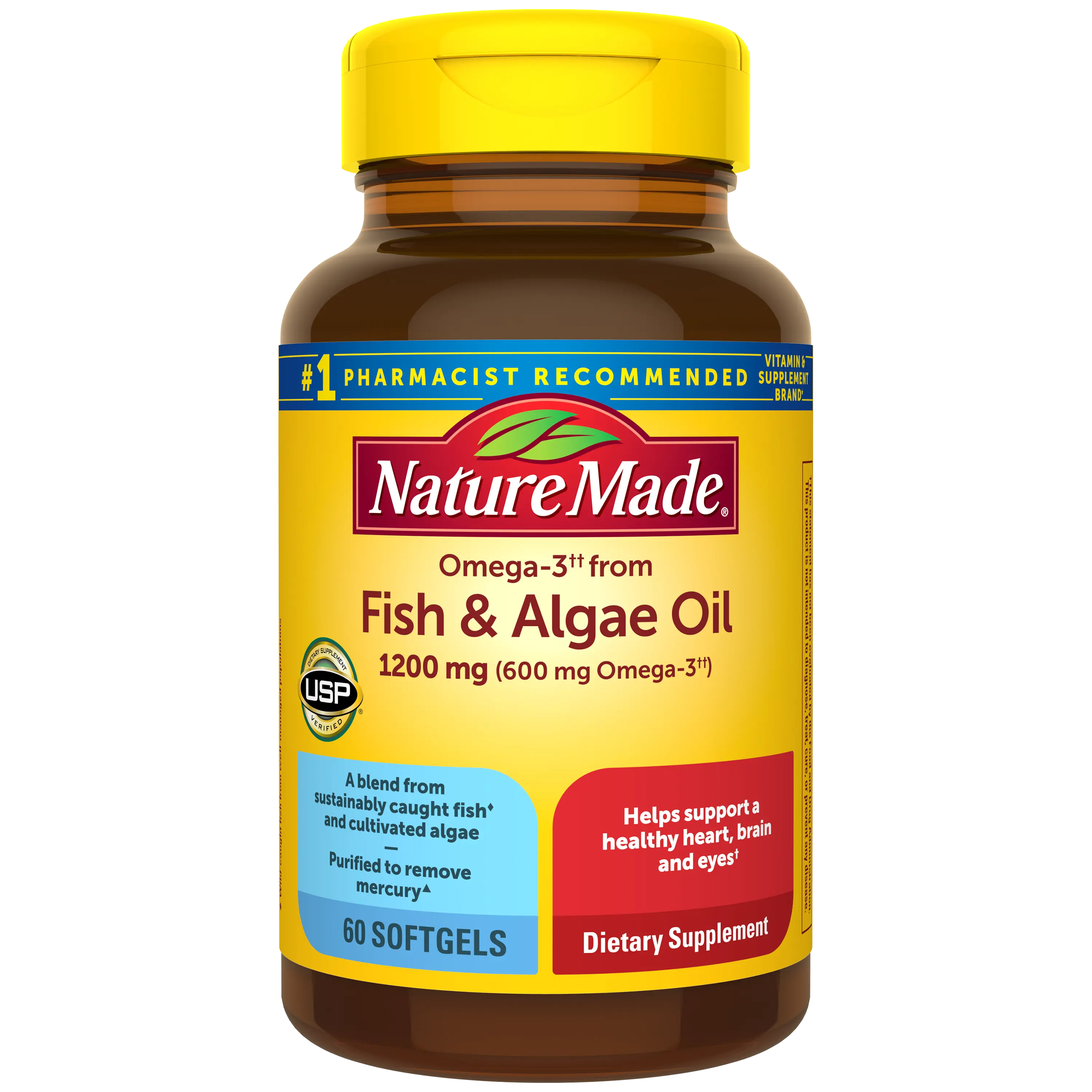 Omega-3†† from Fish & Algae Oil 1200 mg Softgels