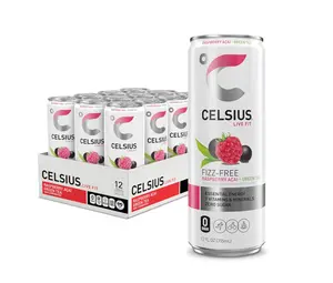 CELSIUS Raspberry Acai Green Tea, Functional Essential Energy Drink 12 Fl Oz (Pack of 12) Packaging may vary