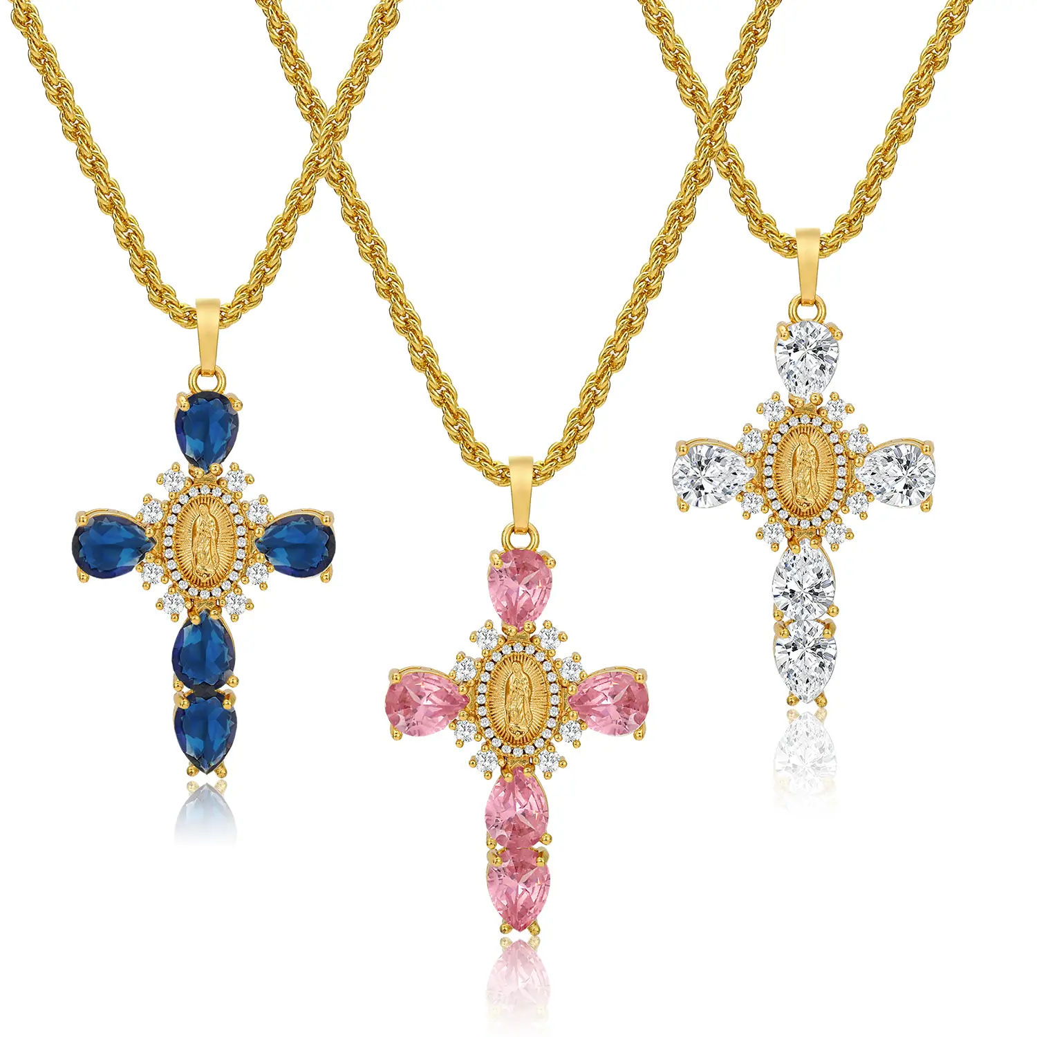 Best Gift For Mother' s Day Unique Cross Elegant virgin mary Pendant Necklace Adjustable Size Waterproof and hypoallergenic Necklace for women girls Church holiday gift