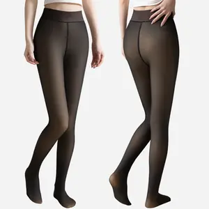 Cross-Border Exclusive Fake Sheer Plus Size One-Piece Crotch Base Layer Pants Warm Women's Bare Leg Fleece-Lined Thickened Sheer Pantyhose