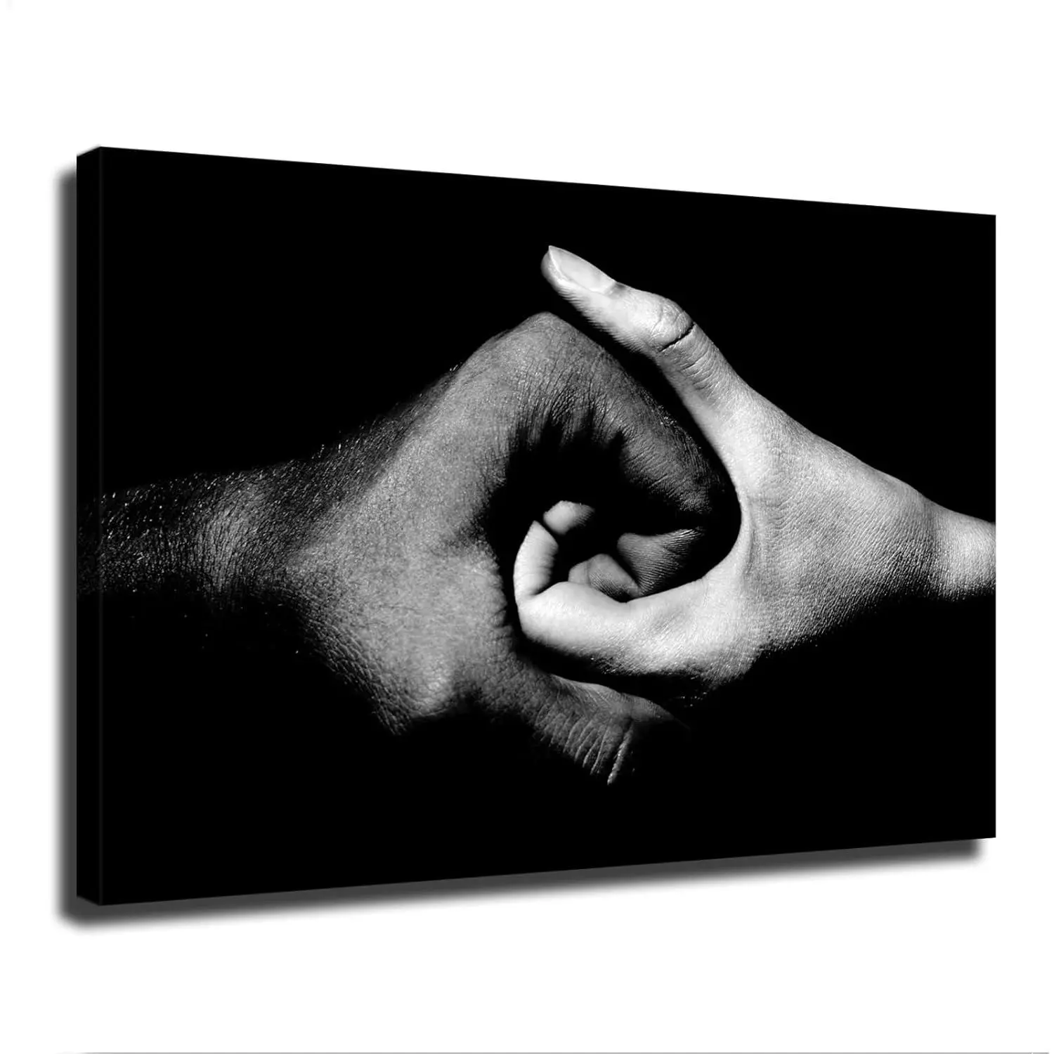 Black and White Unity Racial Equality Canvas Poster Wall Art Print, Home Decor Decoration for Bedroom, Living Room