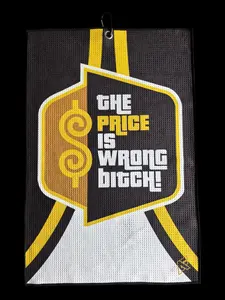 Happy Gilmore - Price is Wrong Small 16" x 24" Tour Caddy Towel for Golfers, Portable Absorbent Sports Towel for Tour Golf Bag Use Scotty
