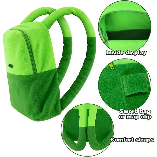 Velvet Adventure Live Treasure Schoolbag Green Backpack Anime Characters Cartoon Neutral Role-Playing Clothing Accessories Bag for Adults Daily Use Schoolbag Fluorescent Light Trendy Cool Casual Versatile