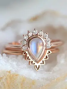 Women's Elegant Copper Ring Set, Artificial Zircon Jewelry Gift for Women, Wedding Party Accessories, All Season Wear
