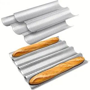 Baguette Pans for Baking 2/3/4 Loaf Nonstick Baguette Baking Tray for French & Italian Perforated French Bread Pan