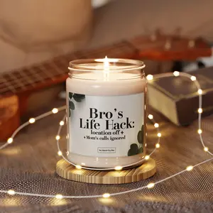 9OZ Funny Scented Candle, "Bro's life hack,Location off.."Brother’s Birthday Gift, Handmade Soy Candle with Savage Slogan, Cool Gift for Bros