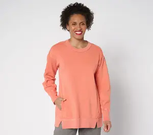 LOGO by Lori Goldstein Sweatshirt with Raw Edge and Seam Detail