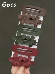 6pcs hair clip, non-slip, matte French hair clip, flower duck bill clip hair clip, brown flower hair clip, elegant ladies hair bun accessories