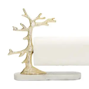 Gold Branch Paper Towel Holder on Marble Base