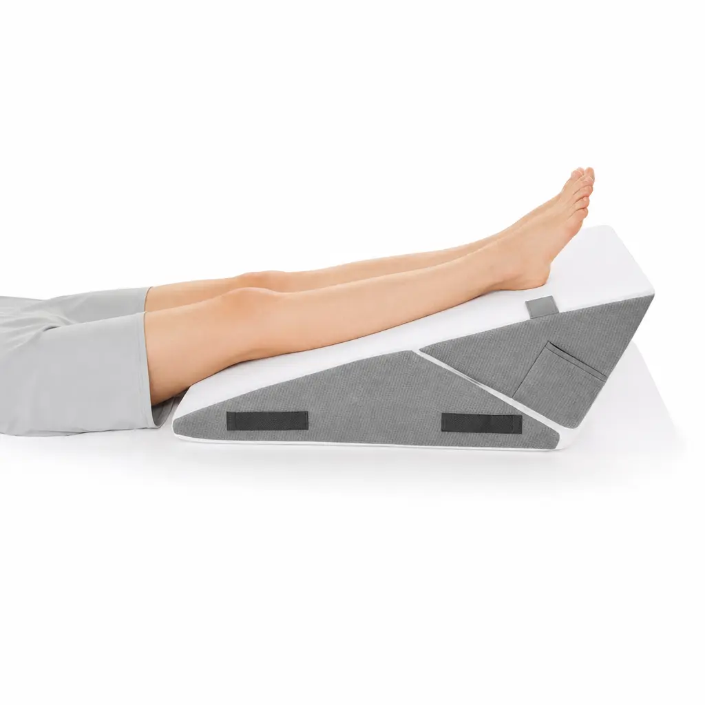 Sasttie 2PCS Adjustable Memory Foam Wedge Pillow Set with Neck Cushion - Supportive Post-Surgery Care, Acid Reflux Relief, Sleeping Comfort (Dark Grey & White), Adjustable Size
