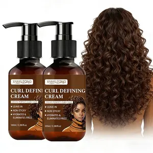 2 bottles 100ml curly hair styling & care cream, Curly hair product, suitable for black perm, dirty braid styling, moisturizing styling cream containing castor oil, long-lasting firmness and elasticity, suitable for wavy and curly hair