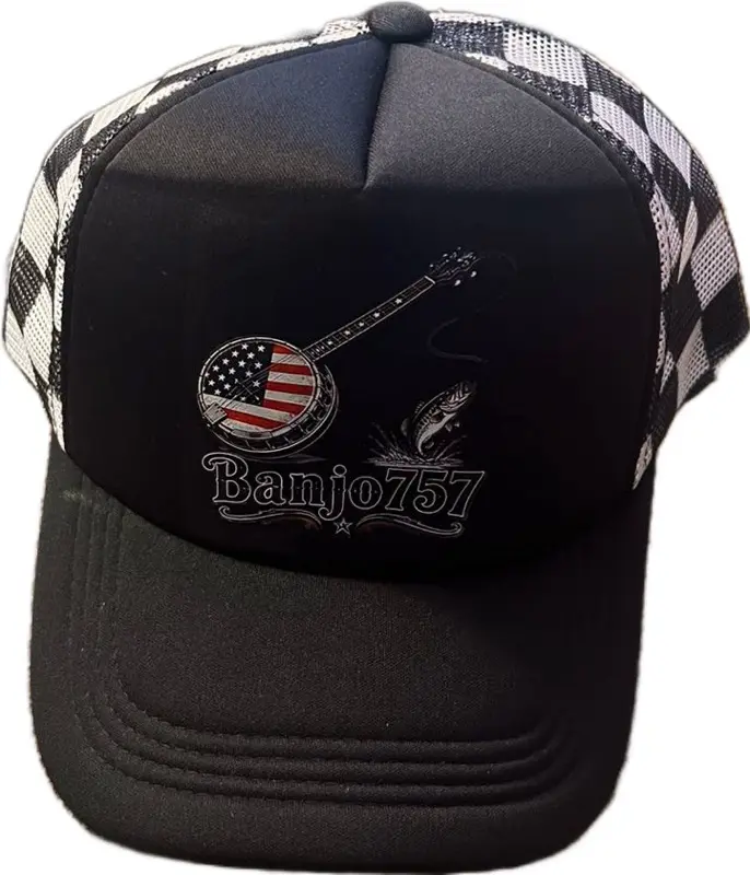 Black Chess Board Back Banjo757 Cap