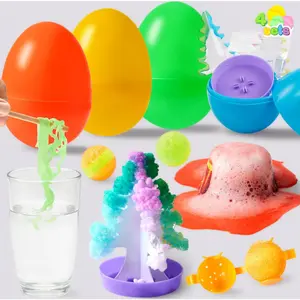 4 Pcs Jumbo Easter Eggs - Prefilled Science Experiment Kit for Kids, Colorful STEM Learning Toys, Easter Basket Stuffers & Party Favors for Boys Girls