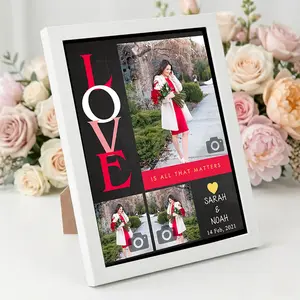 Custom Love Photo Frame (Black/White) – Personalized Multi Photo Gift, 8x10 Display, Perfect Romantic Keepsake