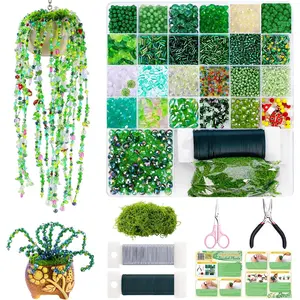 5422 count Beaded  Kit Forever  Kit Green Glass Beads for  Making,Green Beads for Beaded  with Video Tutorials,Forever  Beads Leaf Bead for  Making DIY Craft