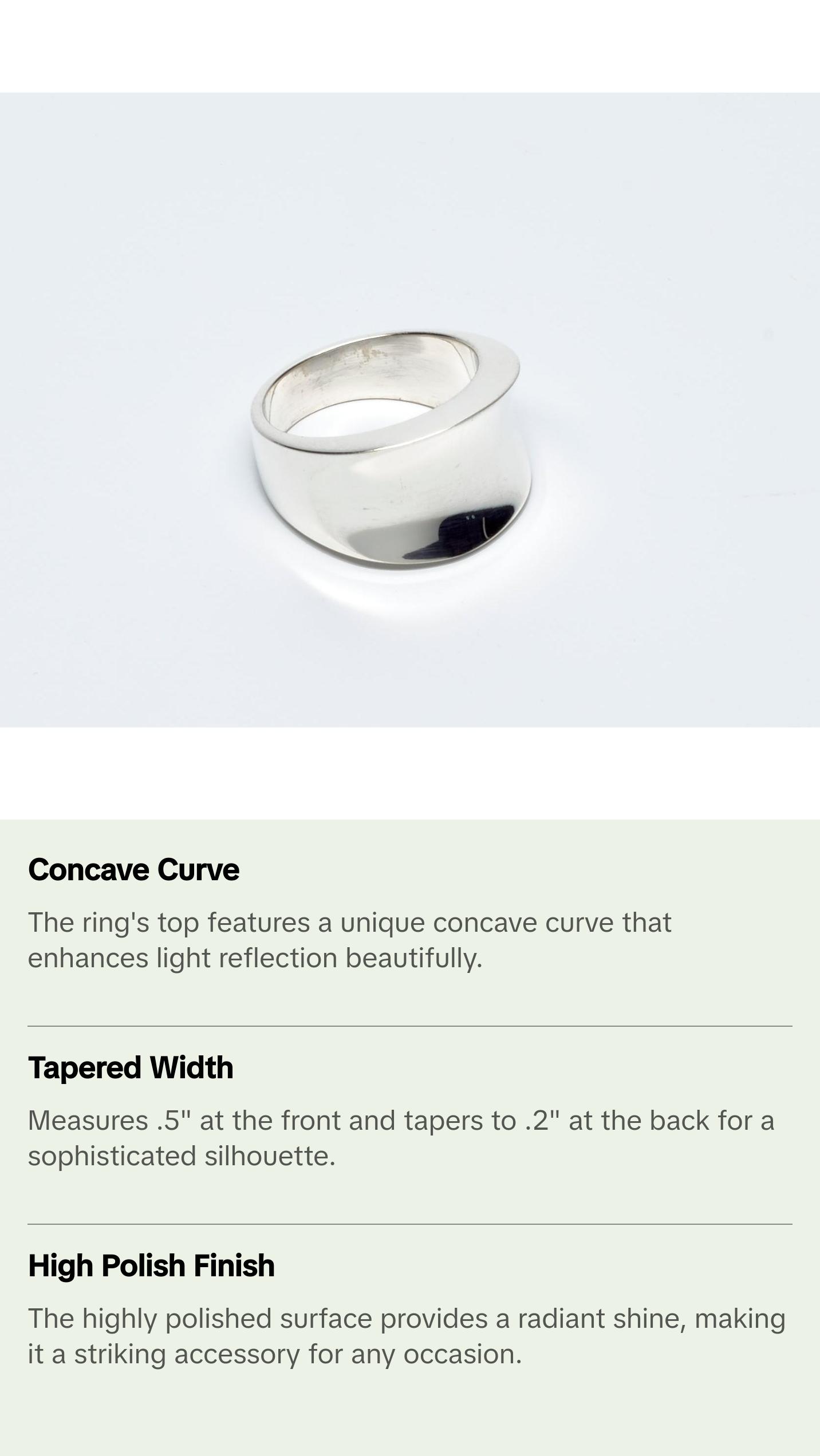 Silver Concave Tapered Ring