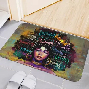 African American Bathroom Rugs, Soft Absorbent Black Women Art Bath Mats, Machine Washable & Fade Resistant, Bathmat Accessories for Floor, Home Decor Shower Essentials