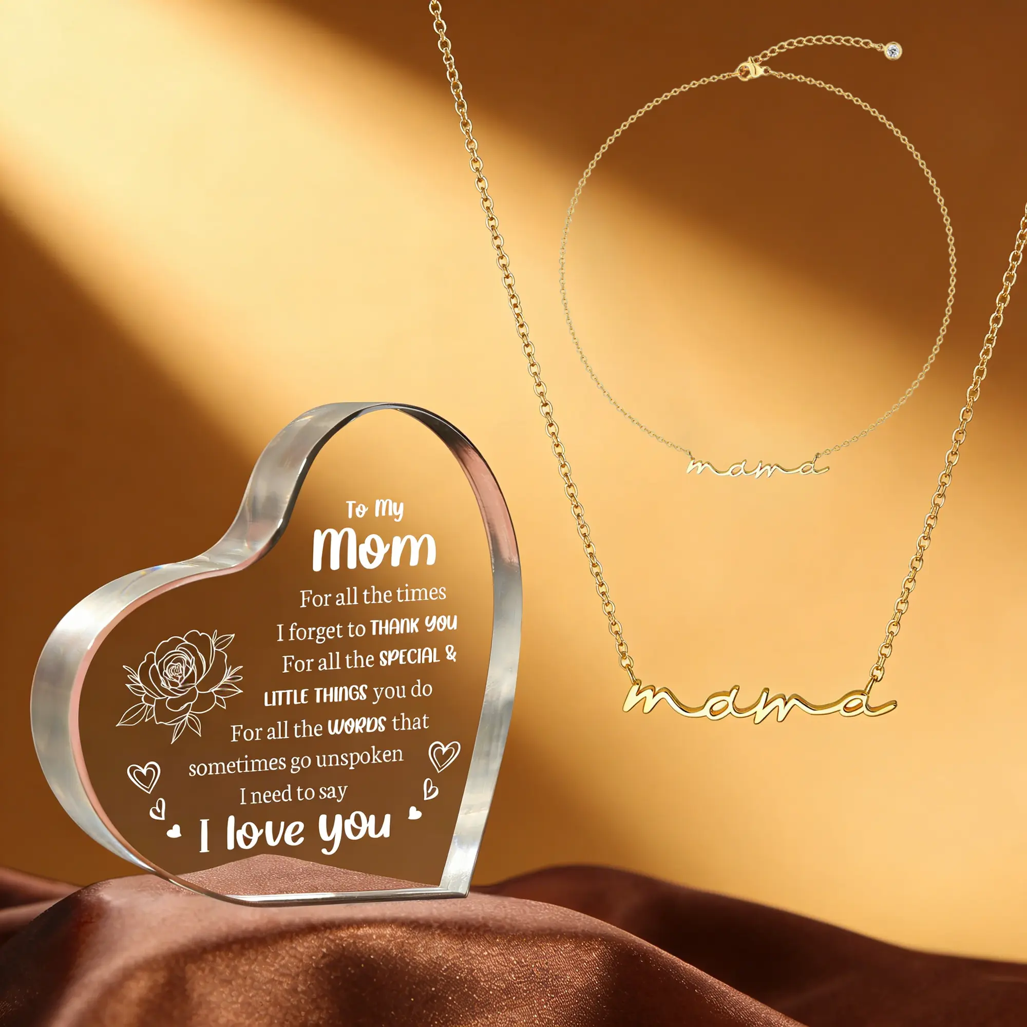 15.5*15.5*1.5 MOM+gold necklace