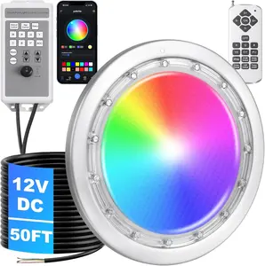 Led Pool Lights for Inground Pool, 12v Pool Light with 50FT Cord, 60W 10 Inch Led Pool Light with Controller, Remote and APP Control, Suitable for Most 10 Inch Wet Niche, IP68